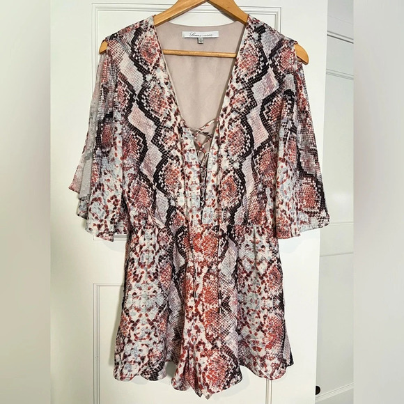 Lovers & Friends Pink Epiphany Romper Snakeskin Size Small - Picture 2 of 3